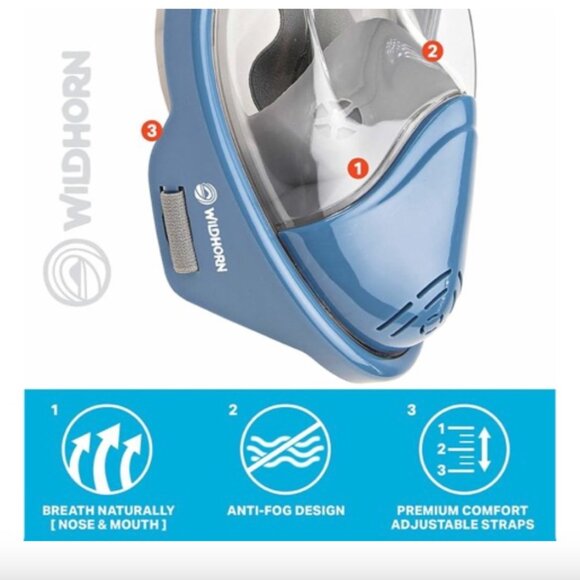 SEAVIEW 180 Degree Panoramic Snorkel Mask- Full Face Design, Manta Ray - L/XL - Picture 4 of 10